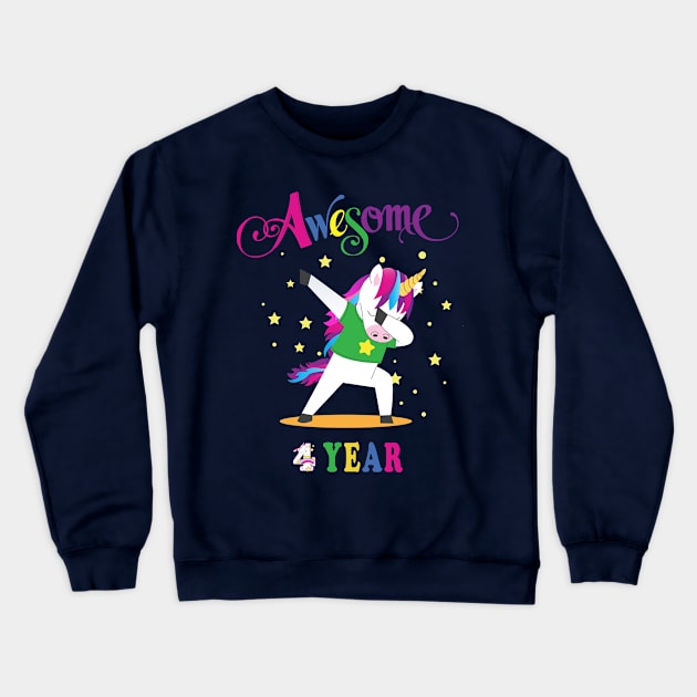 4th Birthday Unicorn Crewneck Sweatshirt by NI78